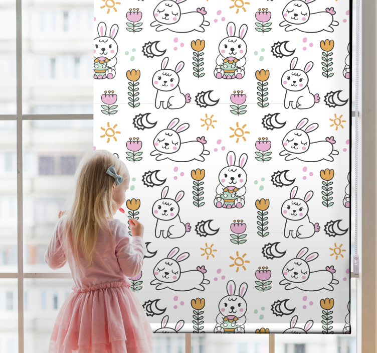 Cute rabbits with stars and sun Cloud blind - TenStickers
