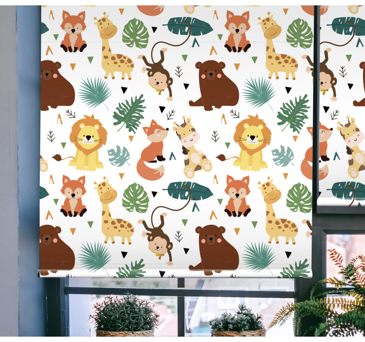 Cute Safari Creatures animal roller blind - TenStickers