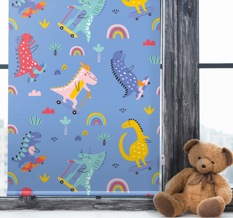 Cute skater dinosaurs Childrens blind - TenStickers