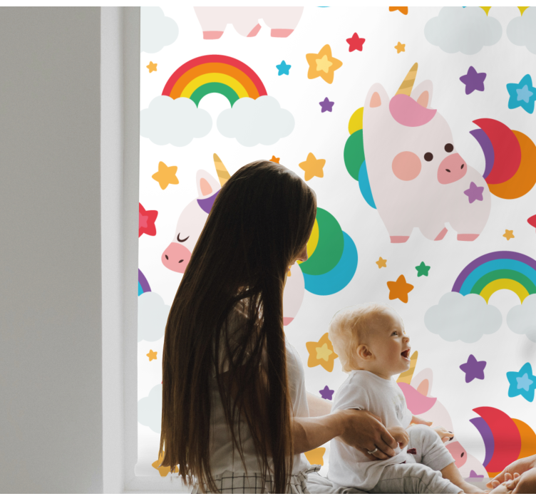 Cute Unicorns Play roller blind - TenStickers