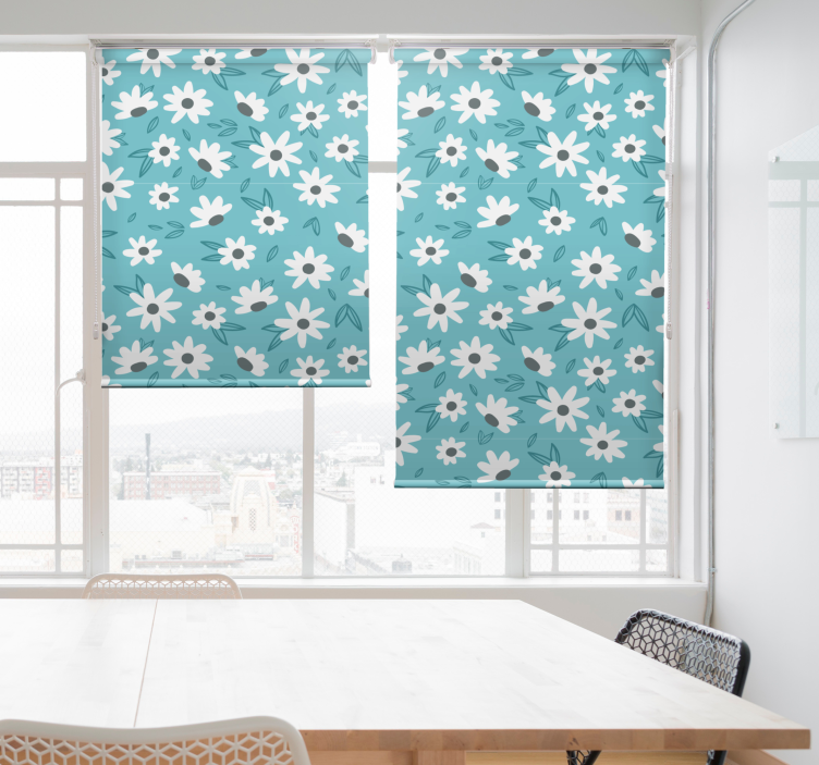 Daisy floral motif dining room roller blind - TenStickers