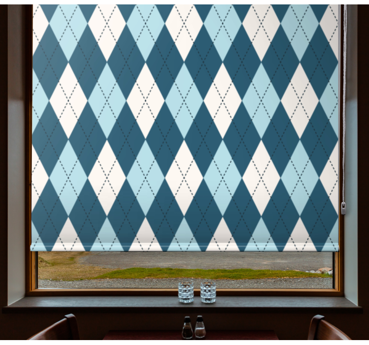 Diamond check blue pattern Bathroom blind - TenStickers