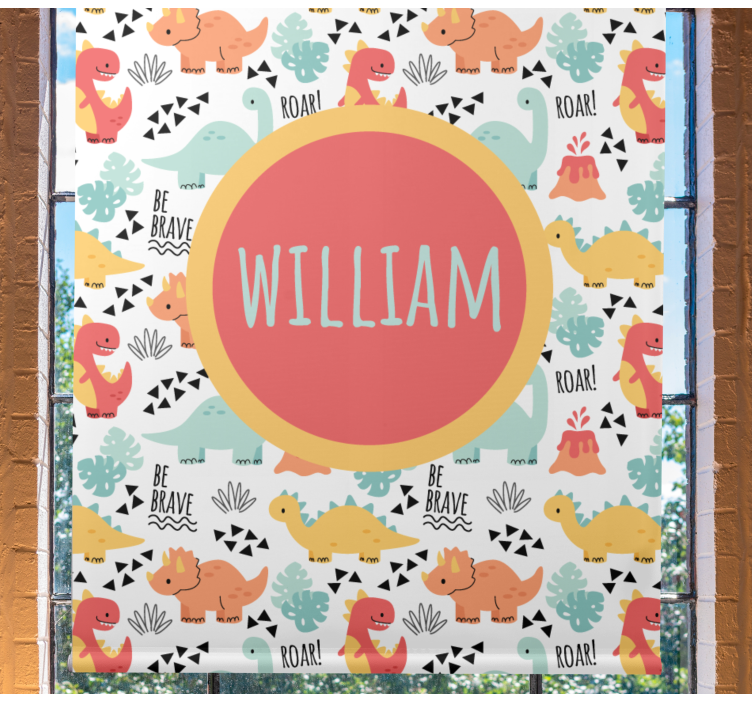 Dinosaur roller blind baby dinosaurs with circle name - TenStickers