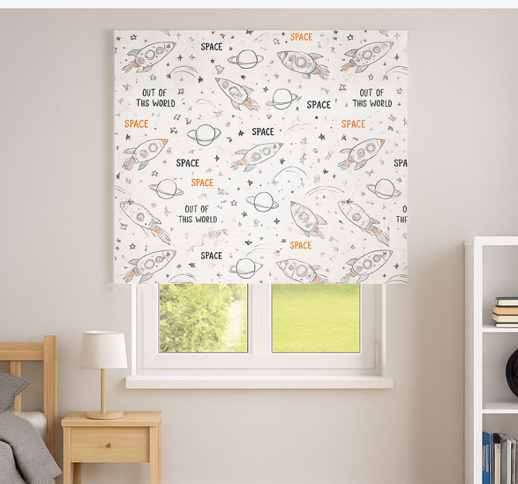 Drawn space pattern teenage bedroom roller blind - TenStickers