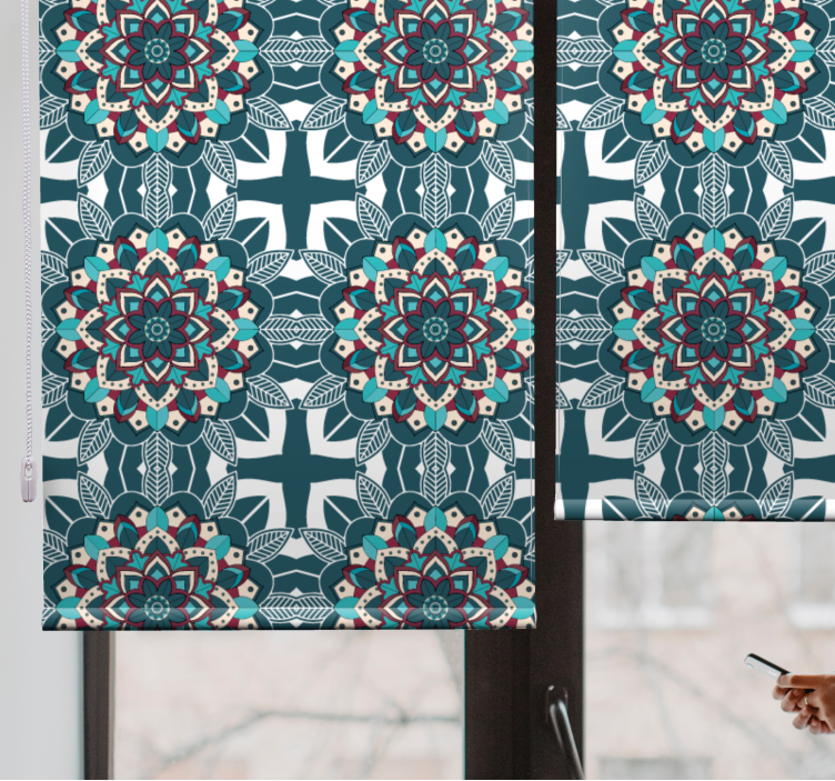 Elegant blue tiles texture and pattern roller blind - TenStickers