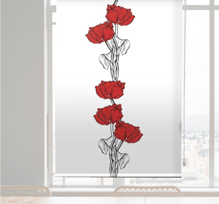 Elegant red blooms flowers and plants roller blind - TenStickers