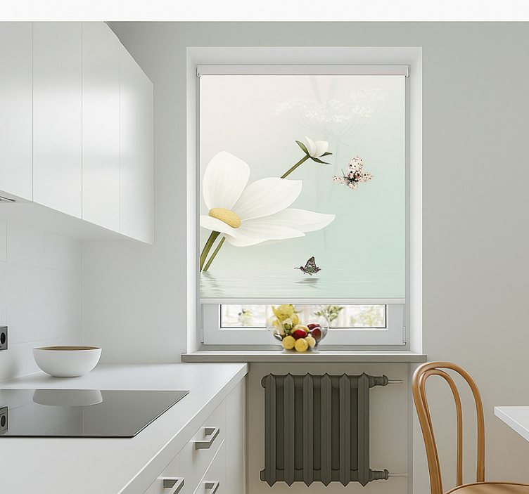 Ethereal Daisy Reflections kitchen roller blind - TenStickers