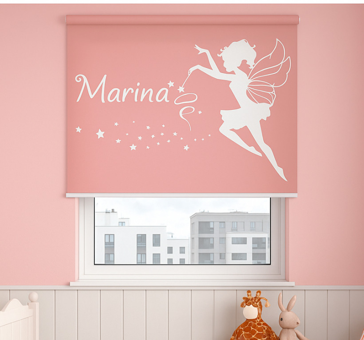 Fairy with name children room roller blind - TenStickers