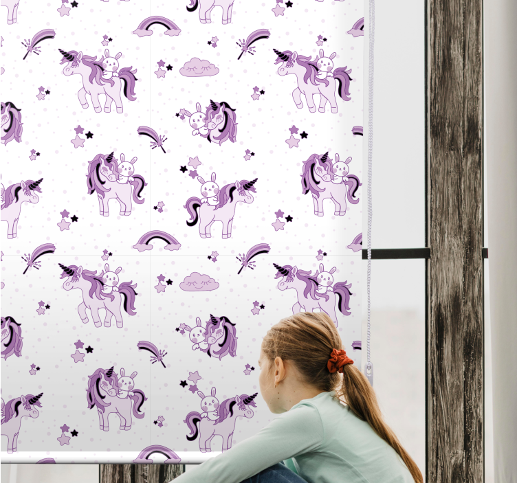 Fantasy purple unicorns children room roller blind - TenStickers