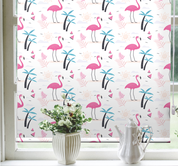 Flamingo Tropical Pattern animal roller blind - TenStickers