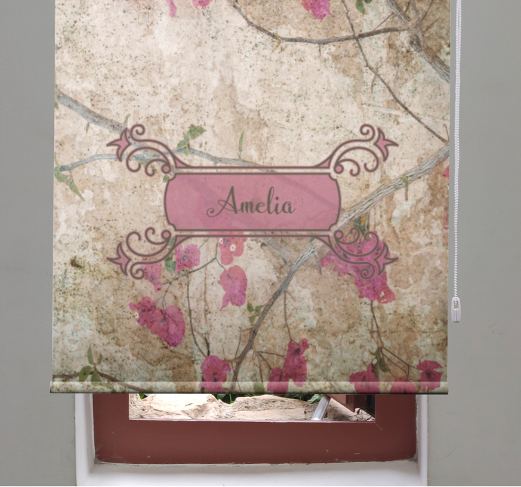 Floral elegance with name flower roller blind - TenStickers