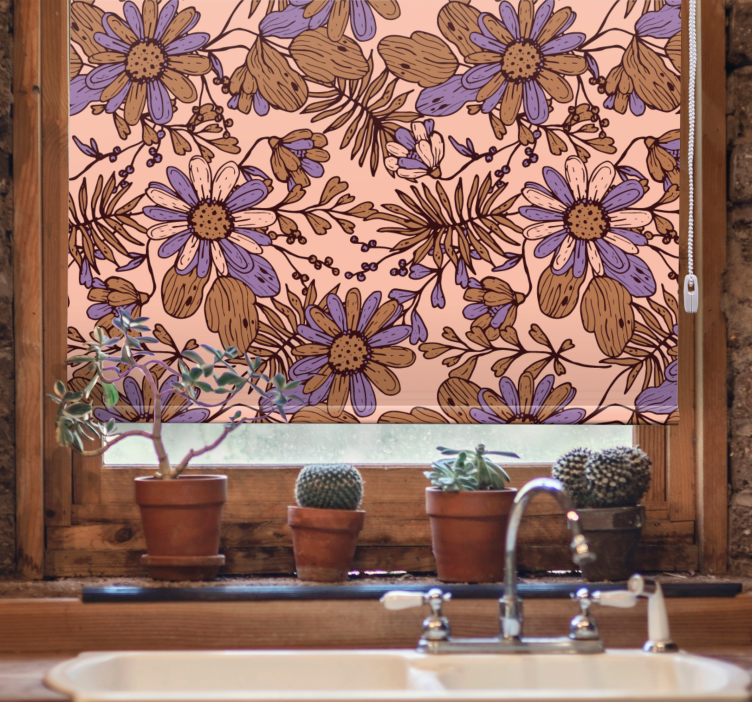 Floral Garden Pattern flowers and plants roller blind - TenStickers