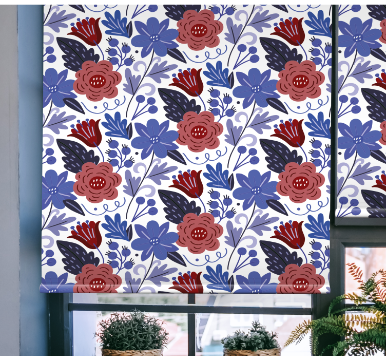 Bold botanical pattern flowers and plants roller blind - TenStickers