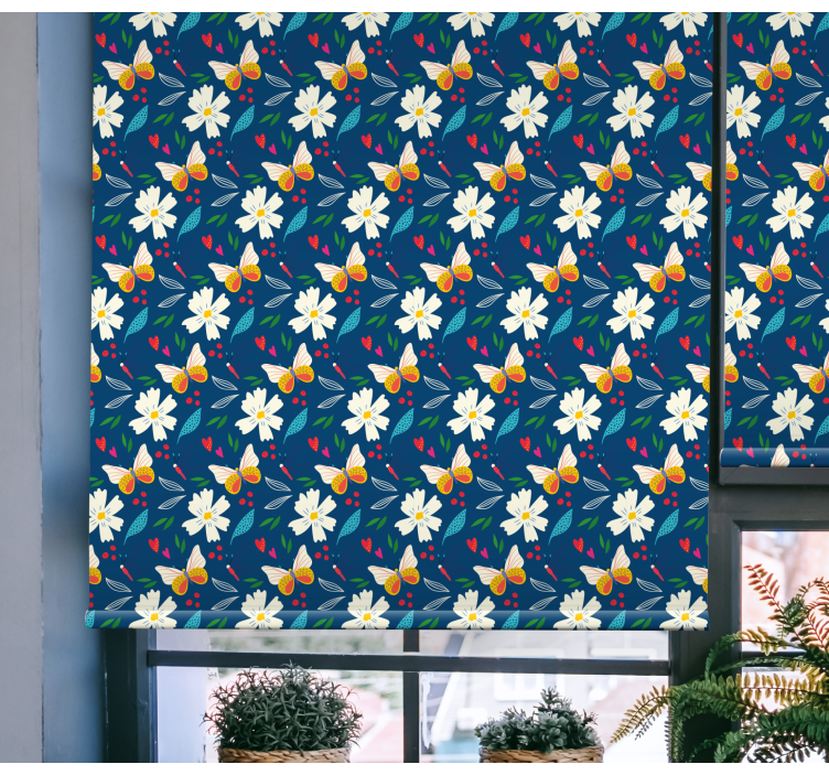 Floral Pattern Design flowers and plants roller blind - TenStickers