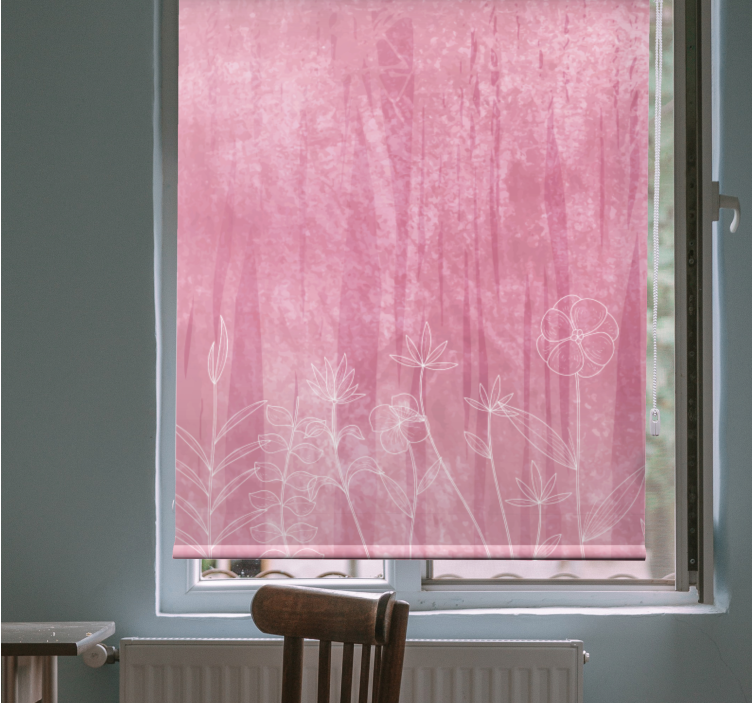 Floral silhouette design flowers and plants roller blind - TenStickers