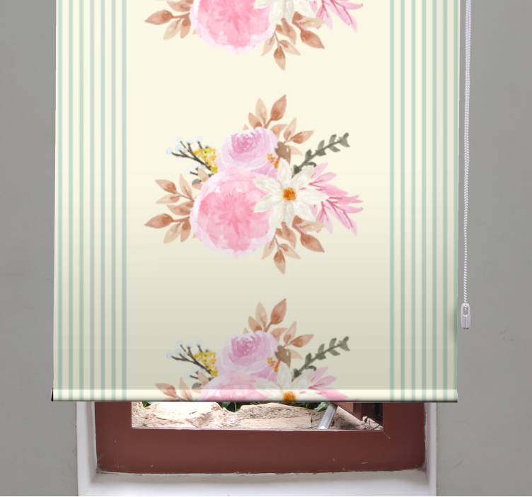 Flowers and plants roller blind french provincial stripe - TenStickers