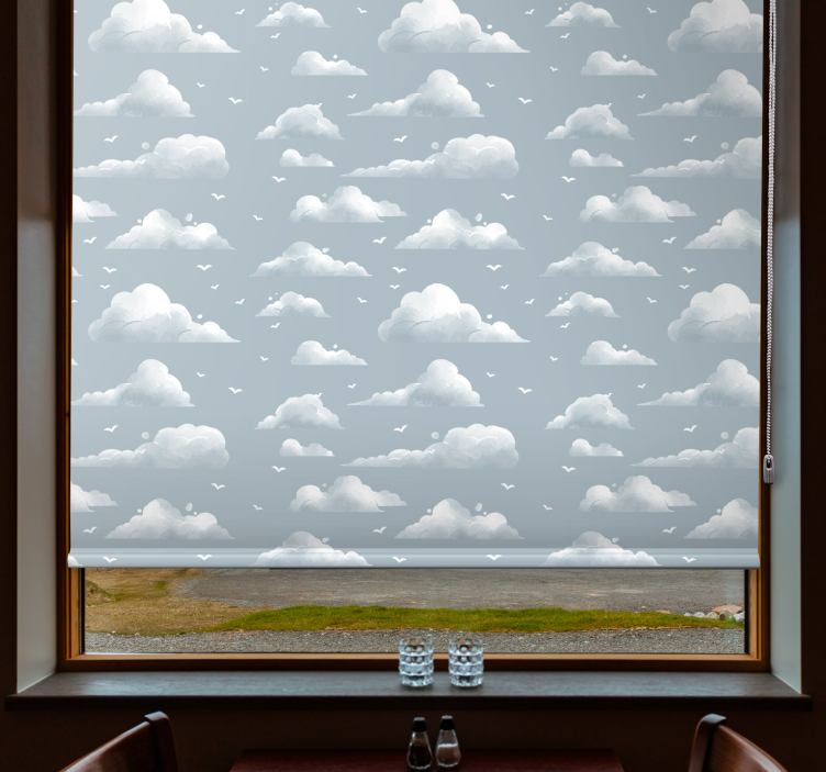 Fluffy grey pattern cloud roller blind - TenStickers