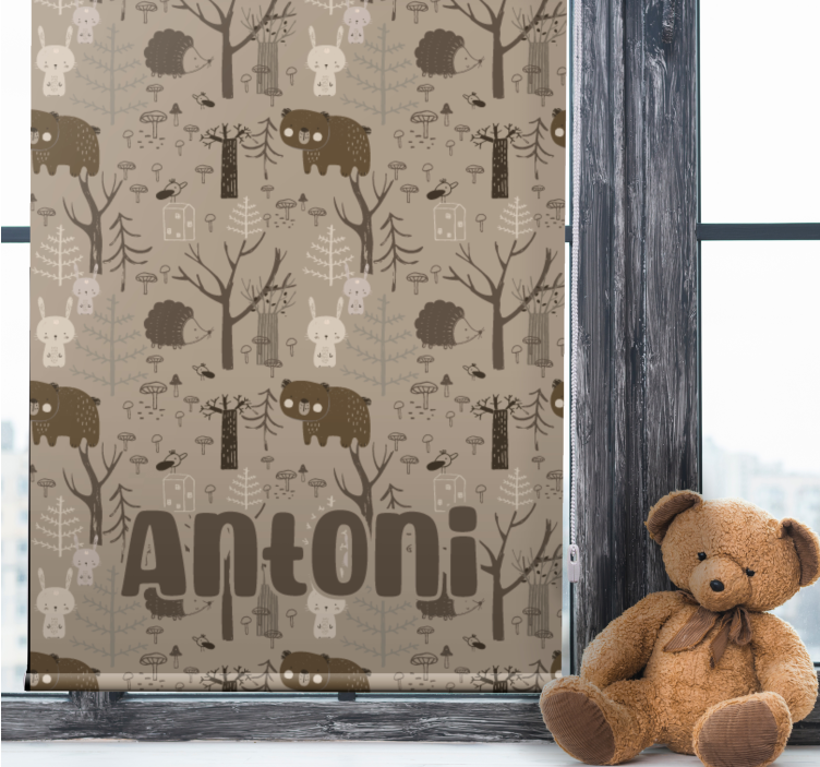 Forest animal theme children room roller blind - TenStickers