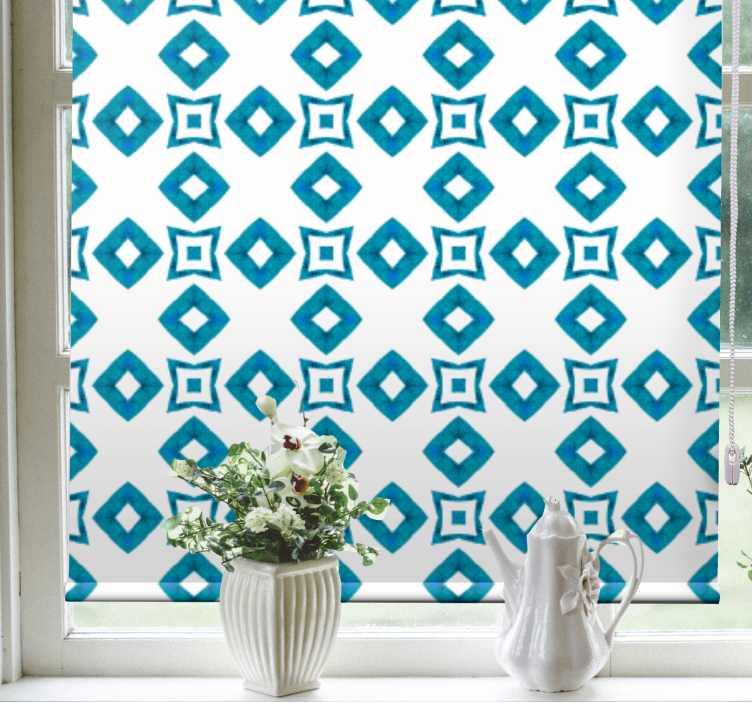 Geometric blue pattern kitchen roller blind - TenStickers