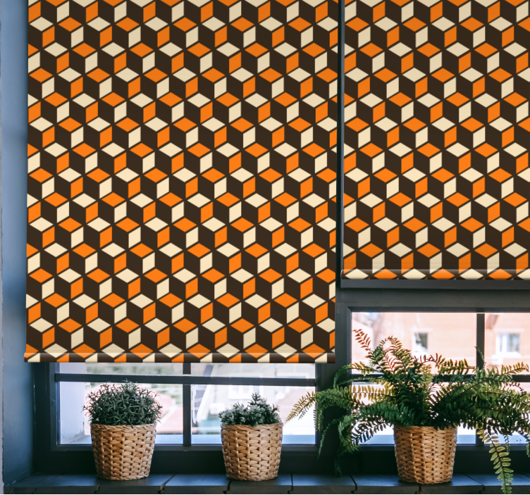 Geometric cube motif modern roller blind - TenStickers