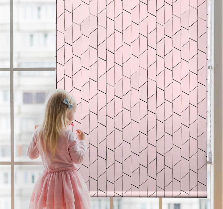 Texture and pattern roller blind in pink geometric design - TenStickers