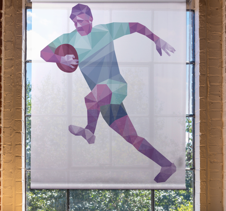 Geometric Rugby Player sports roller blind - TenStickers
