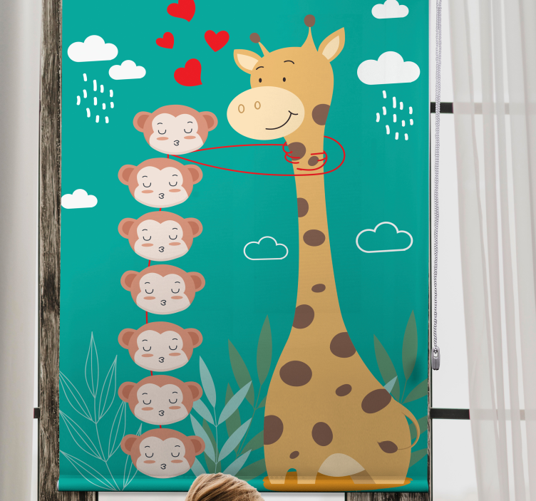 Giraffe Monkey Love animal roller blind - TenStickers