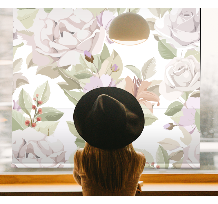 Graceful Botanical Composition flower roller blind - TenStickers