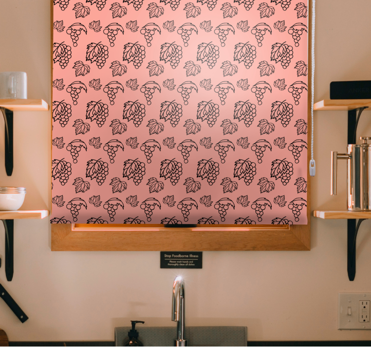 Grapes and Leaves Pattern fruit and vegetable roller blind - TenStickers