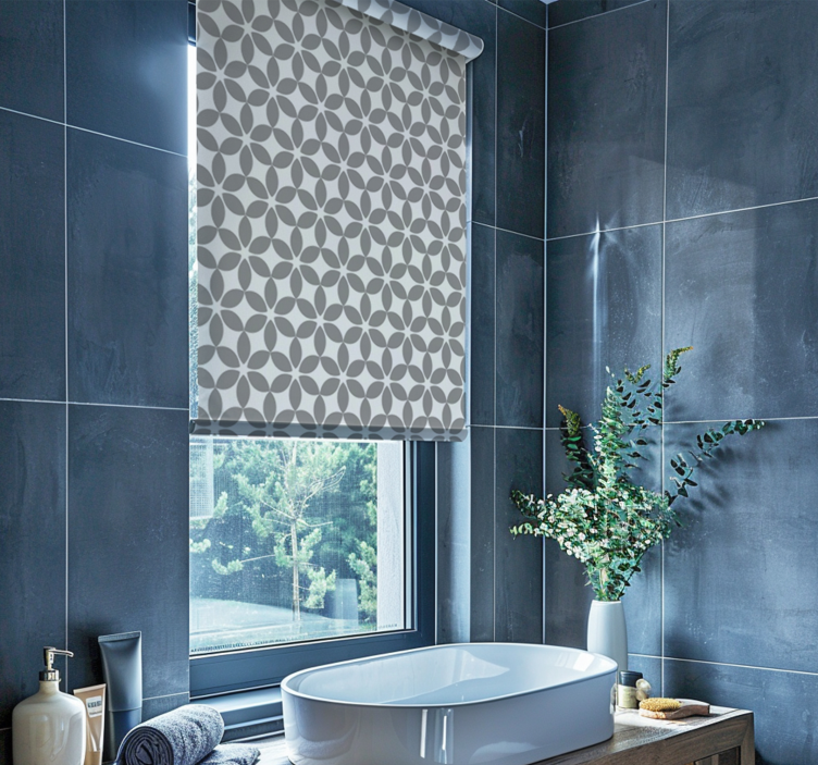 Gray and white pattern bathroom roller blind - TenStickers