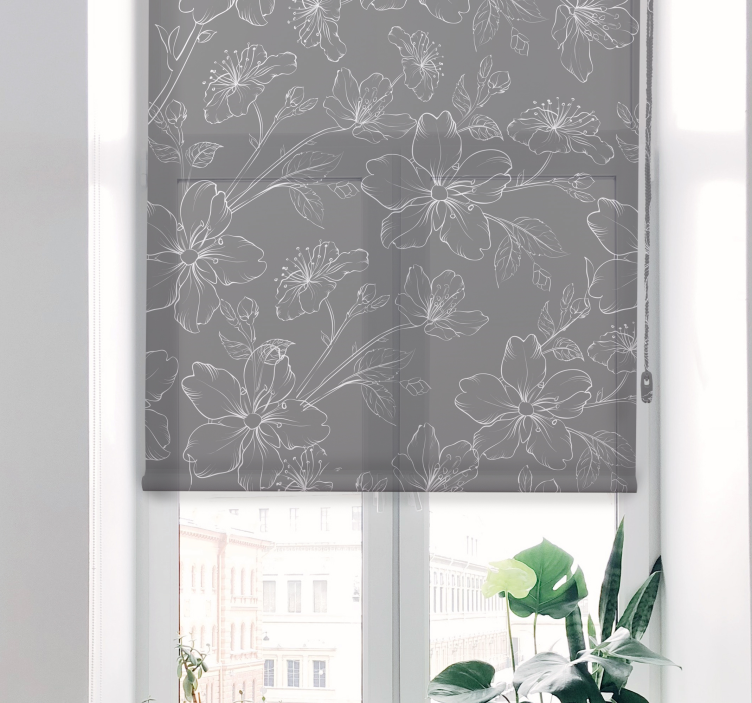 Gray flowers Modern blind - TenStickers