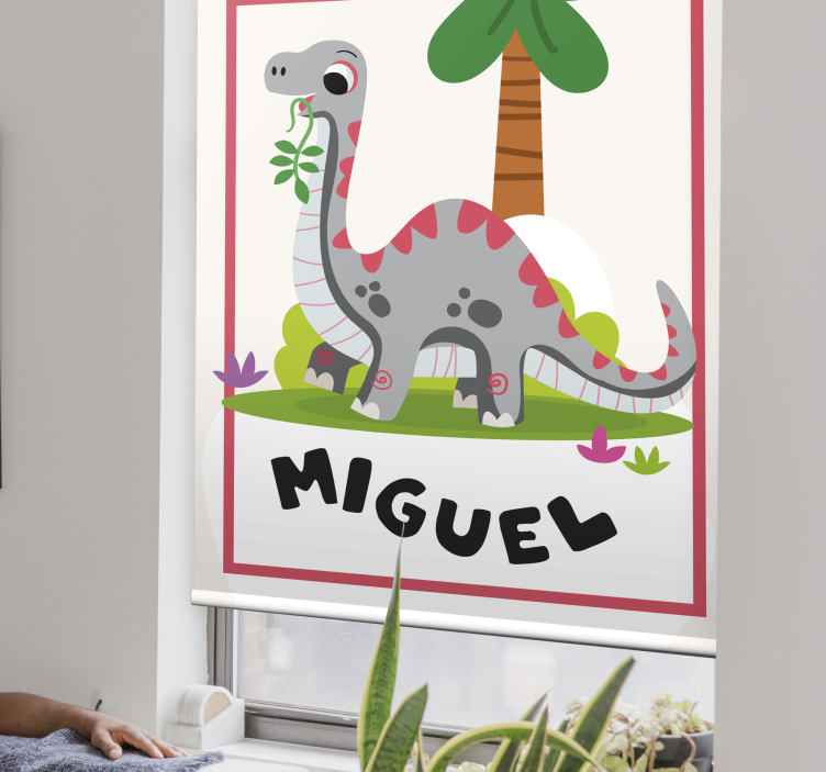 Gray long dinosaur Custom printed window shade - TenStickers