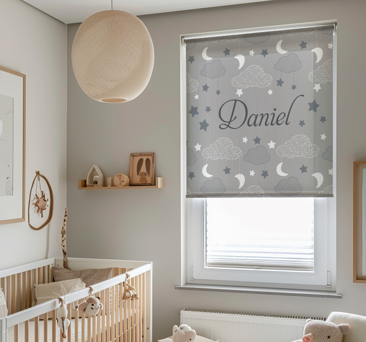 Gray starry clouds customise roller blind - TenStickers