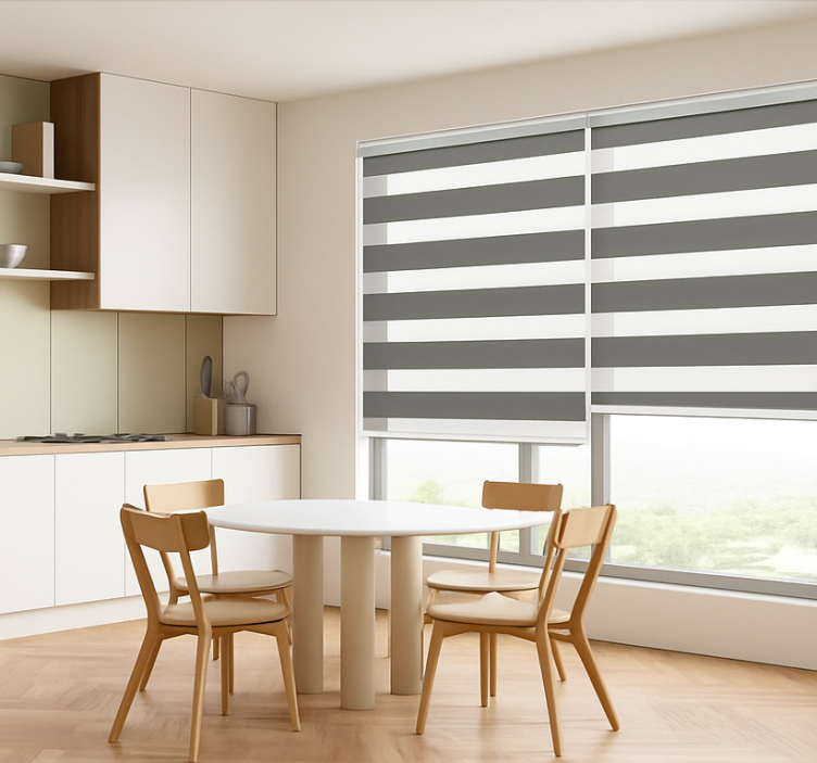 Grayscale striped pattern  dining room roller blind - TenStickers