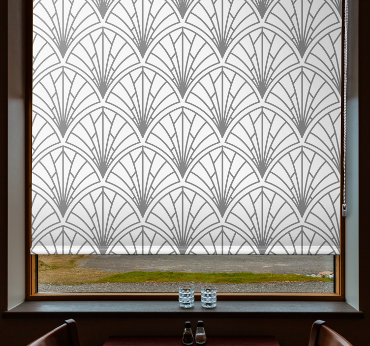 Grey leaves on white background Nordic blind - TenStickers
