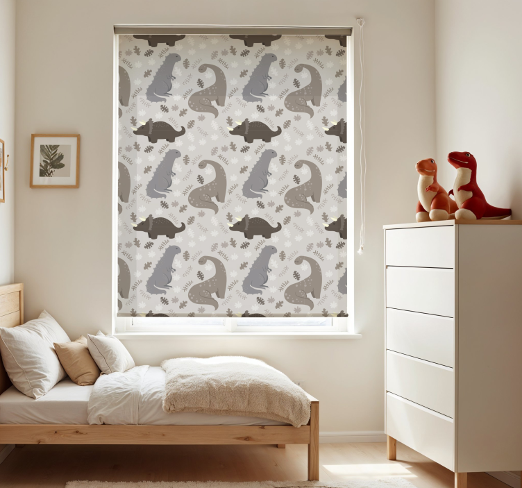 Grey pattern dinosaur roller blind - TenStickers