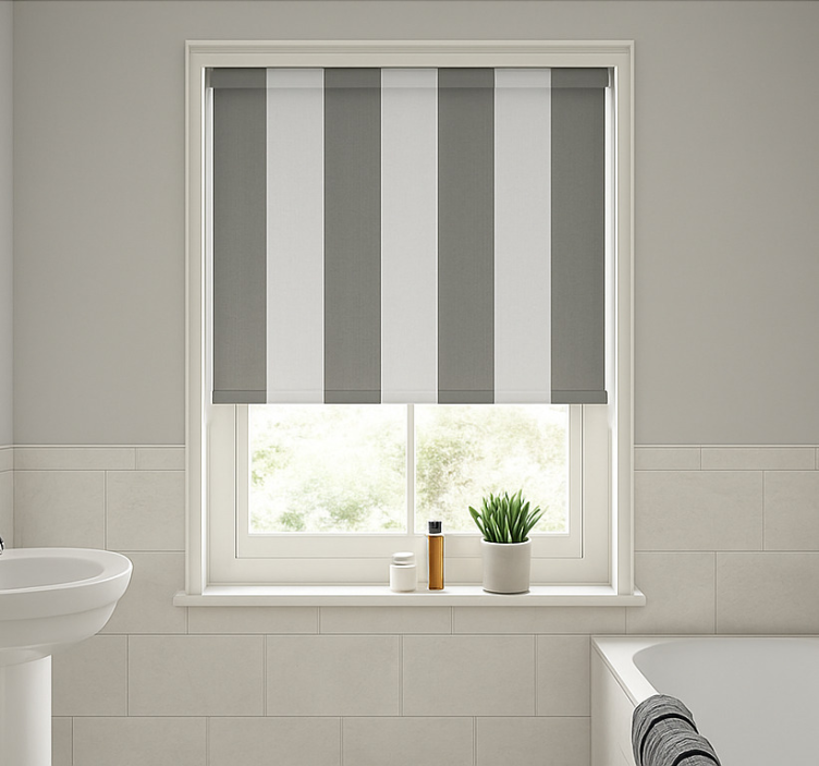 Grey vertical stripes bathroom roller blind - TenStickers