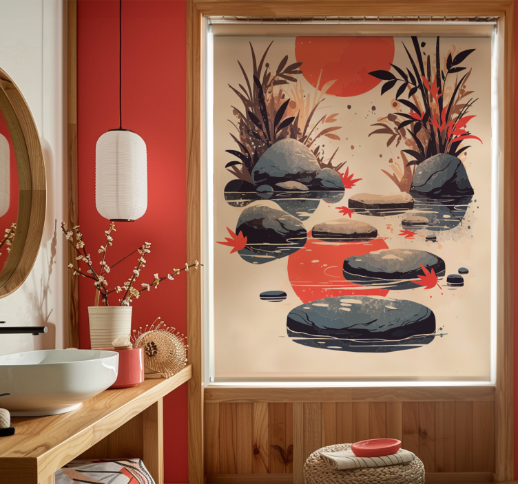 Inspiration Japanese style bathroom roller blind - TenStickers