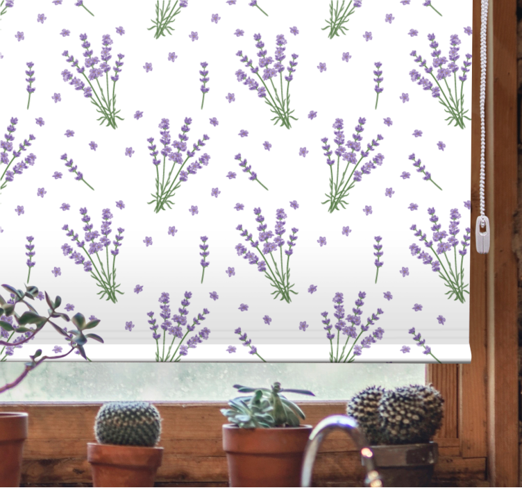 Lavender Floral Pattern flowers and plants roller blind - TenStickers