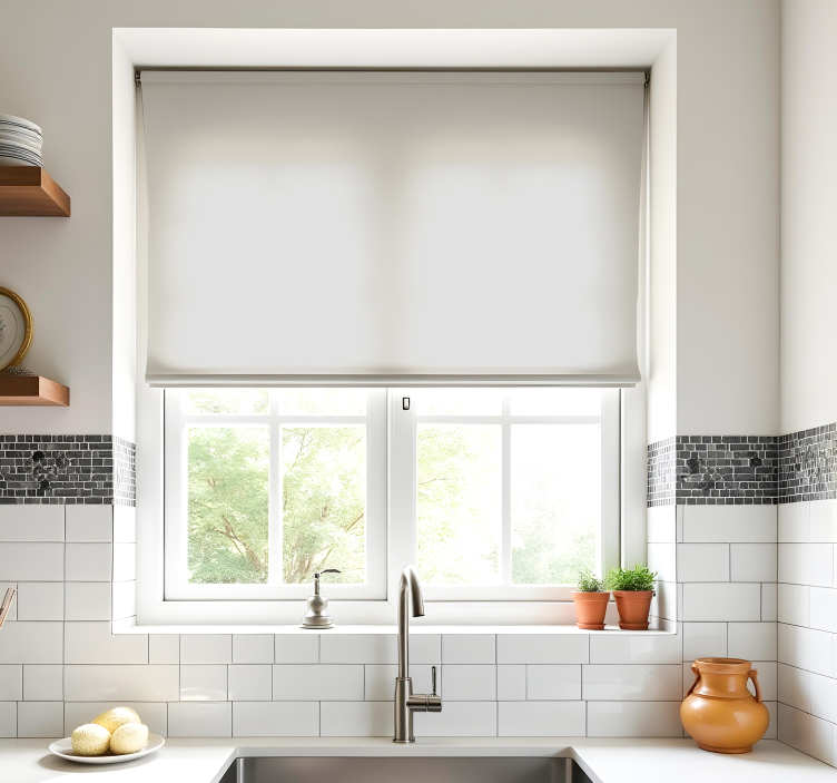 Light grey monocolor kitchen roller blind - TenStickers