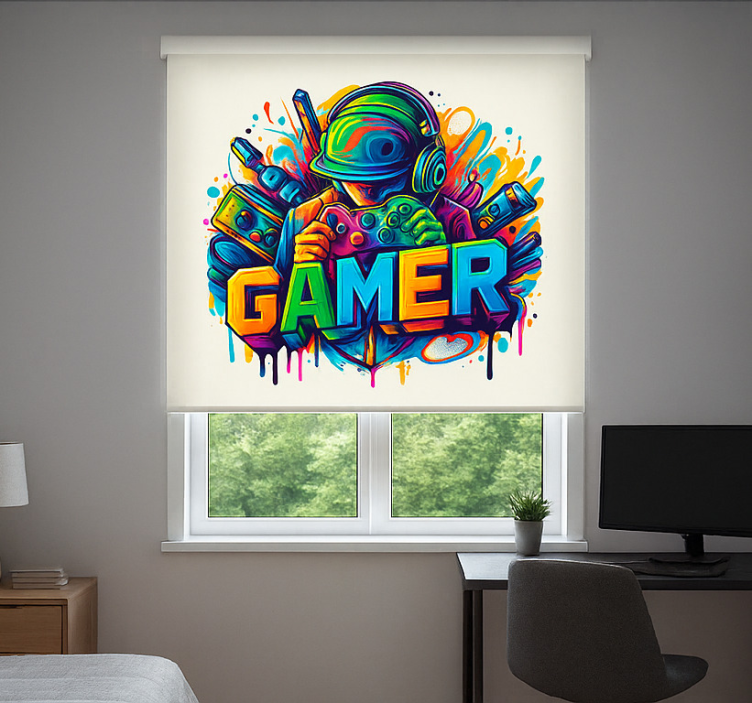 Locked in gamer  geek roller blind - TenStickers