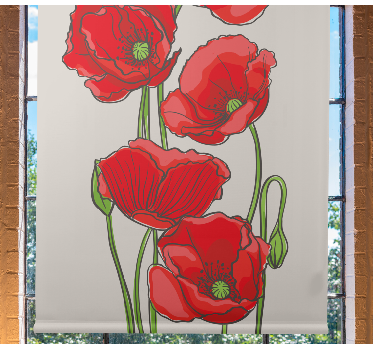 Long stems drawn Poppies Flower blind - TenStickers