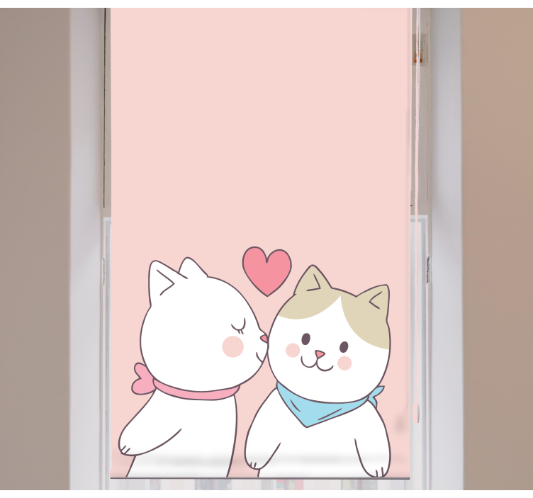 Lovely cats kissing Childrens blind - TenStickers