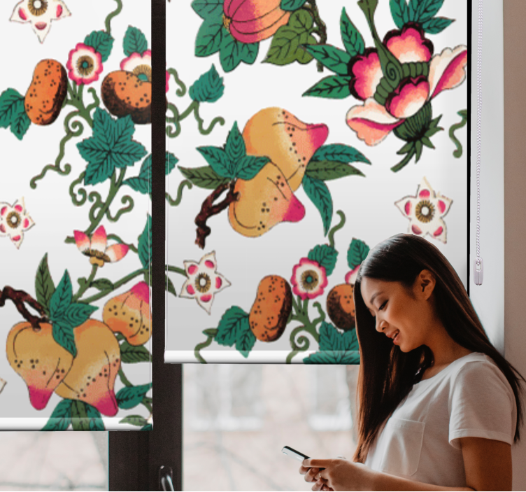 Lush fruit and floral flowers and plants roller blind - TenStickers