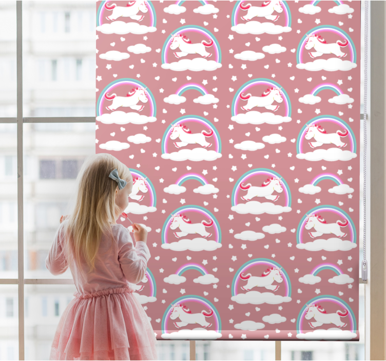 Magical unicorn theme children room roller blind - TenStickers