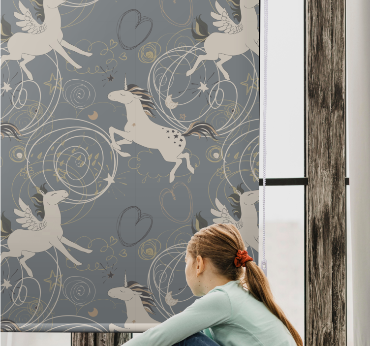 Magical unicorns pattern children room roller blind - TenStickers