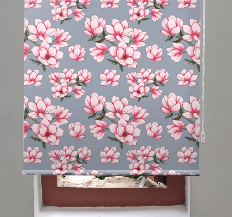 Magnolia Blossom Pattern flowers and plants roller blind - TenStickers