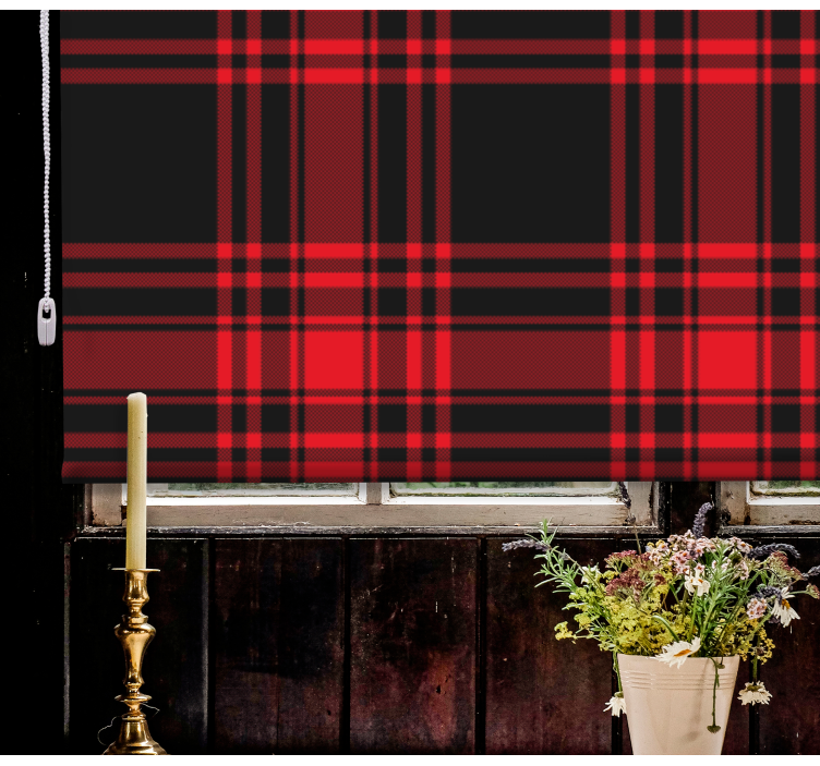 Menzies tartan black red check Modern blind - TenStickers