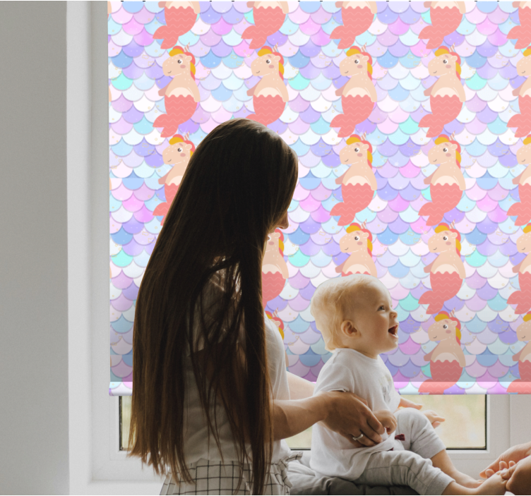 Unicorn mermaid pattern children room roller blind - TenStickers