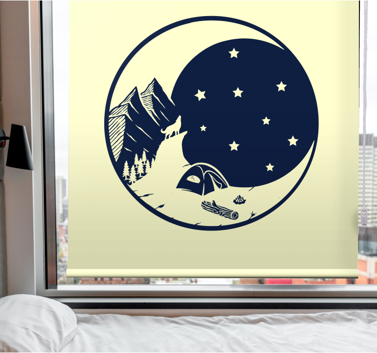 Mountain Night Scene original roller blind - TenStickers